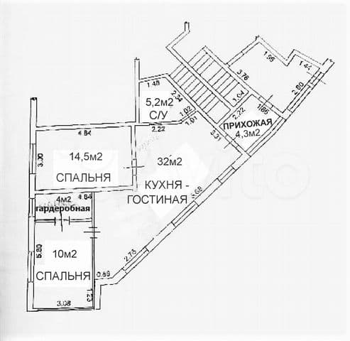 3-к. квартира, 70 м², 4/4 эт.