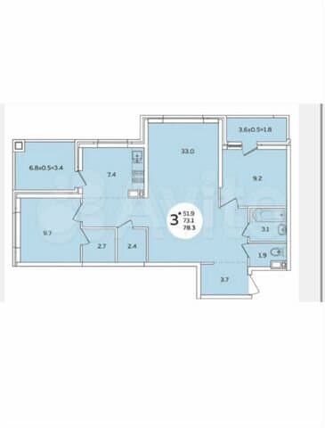 3-к. квартира, 79 м², 21/24 эт.