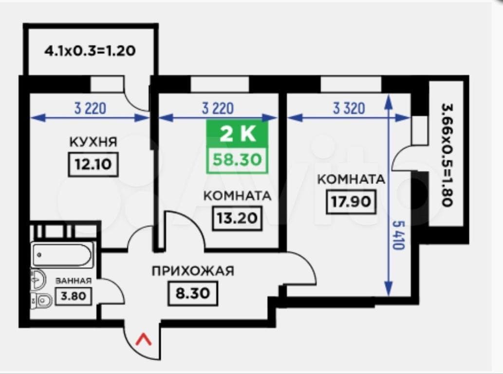 2-к. квартира, 58.8 м², 6/19 эт.