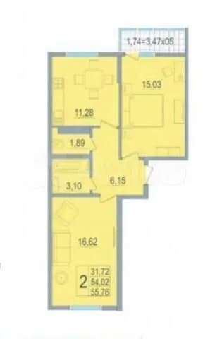 2-к. квартира, 54,6 м², 13/24 эт.